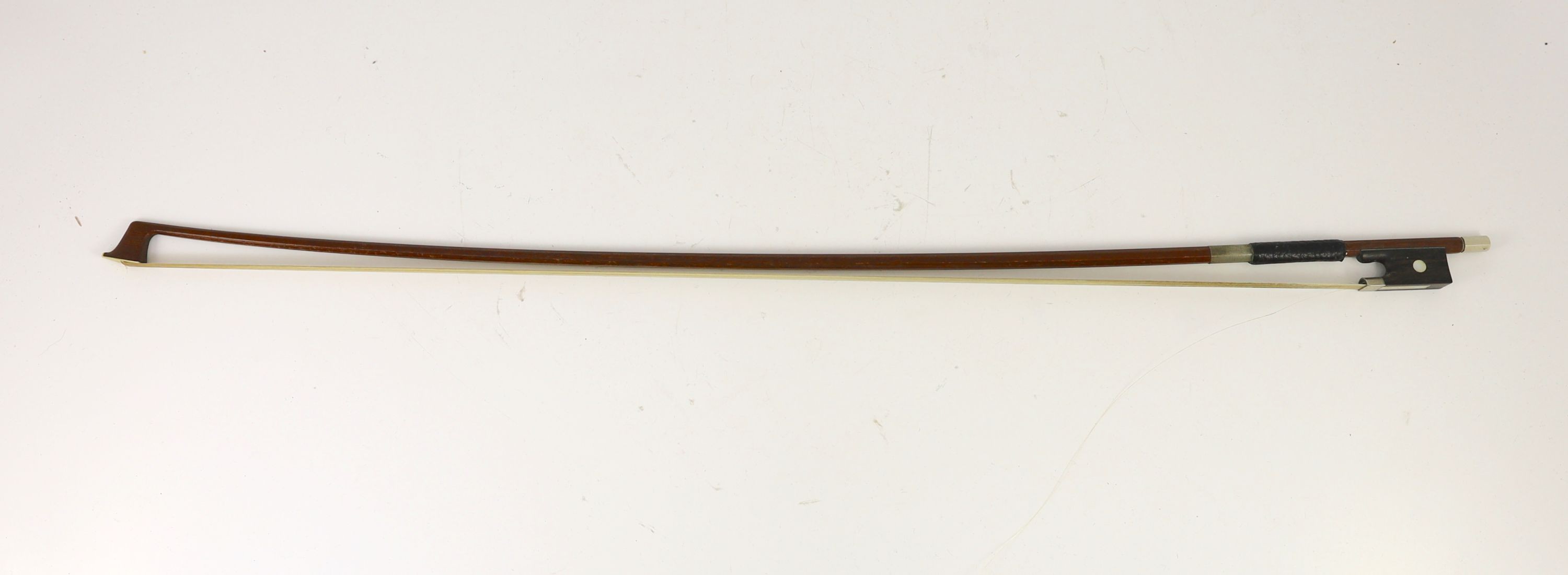 A Violin bow, maker's stamp Jerome Thiboubille - Lamy 74cm.